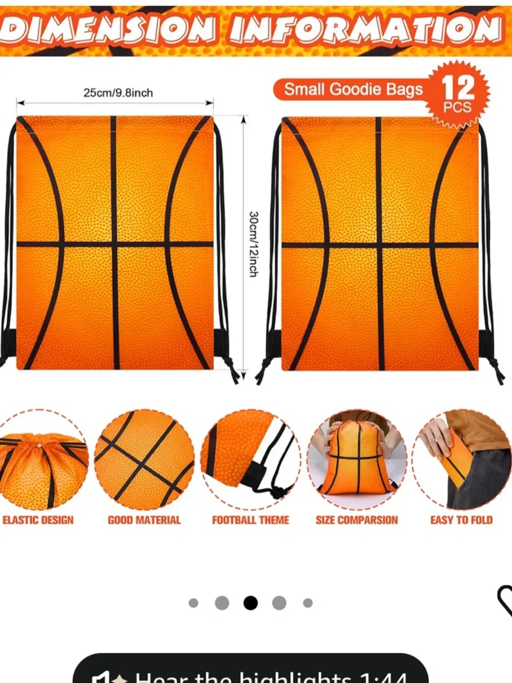 36 Pcs Basketball Party Favors 12 Drawstring Bag 12 Mini balls 12 Keychain 12